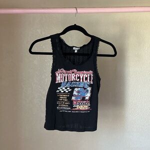 Black Graphic racing Tank Top